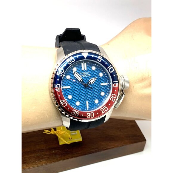 Invicta Mens Watch 35658 Pro Diver Quartz Blue Dial Pepsi Bezel Rubber Band 50mm - Picture 12 of 15